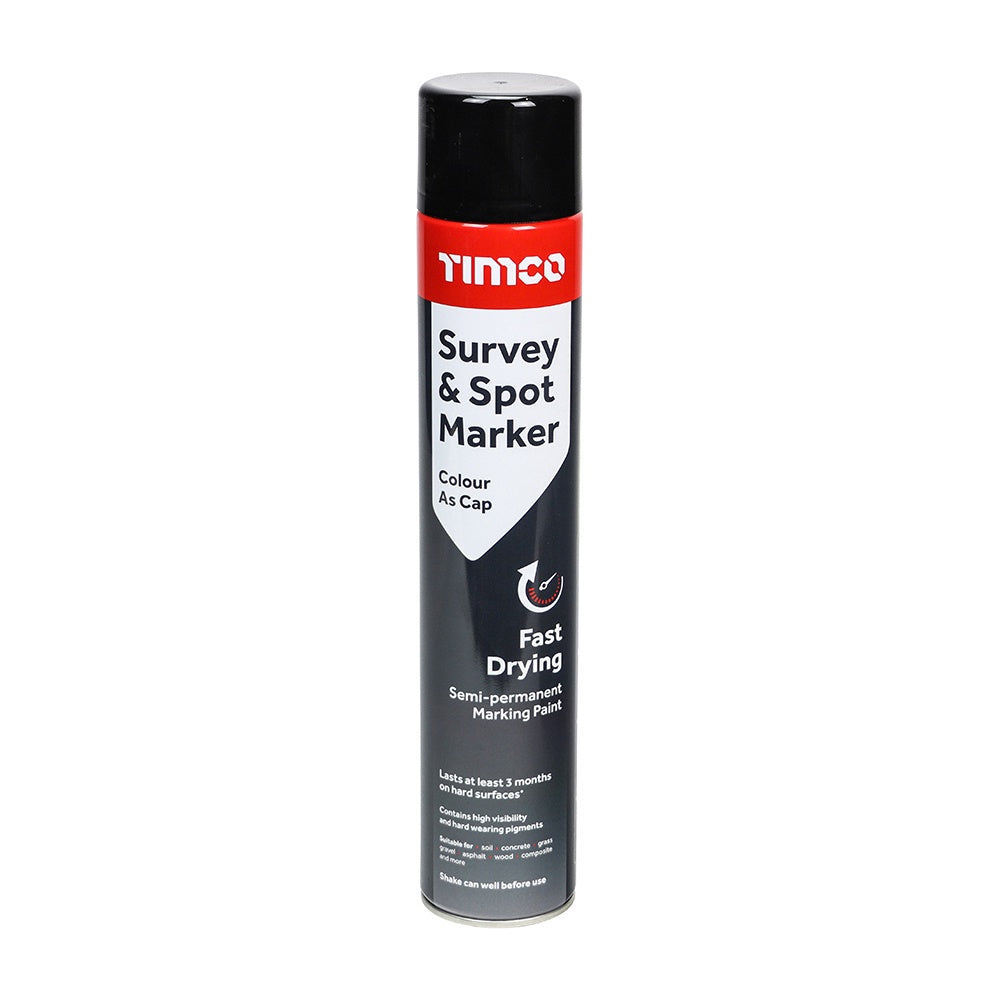 Timco 750ML Semi-Permanent Survey & Line Marker Spray - Black