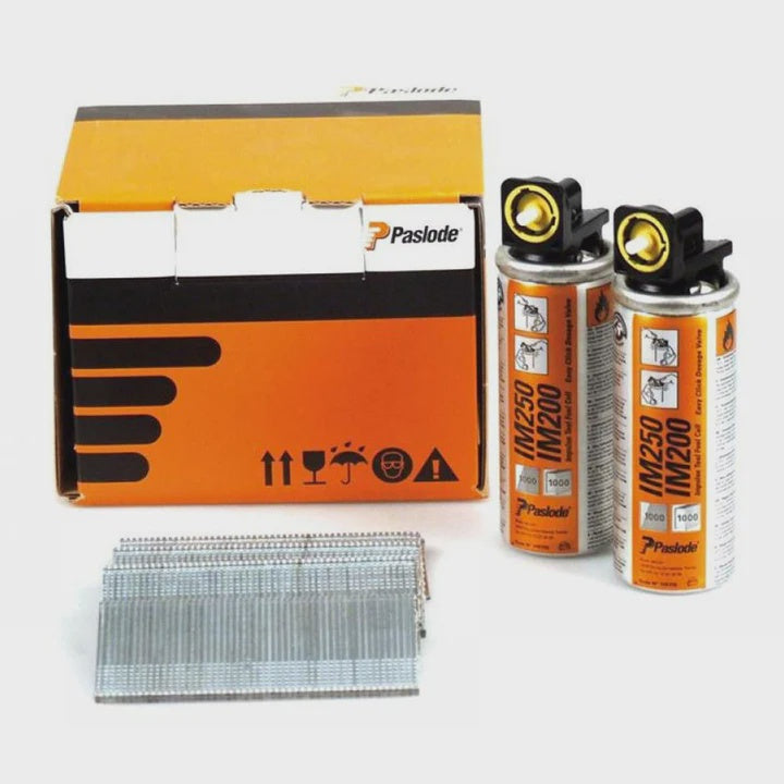 Paslode IM65 921589 16G x 38mm ELGV Straight Electro Galvanised Brad Fuel Pack 2000/Box with 2 Fuel Cell