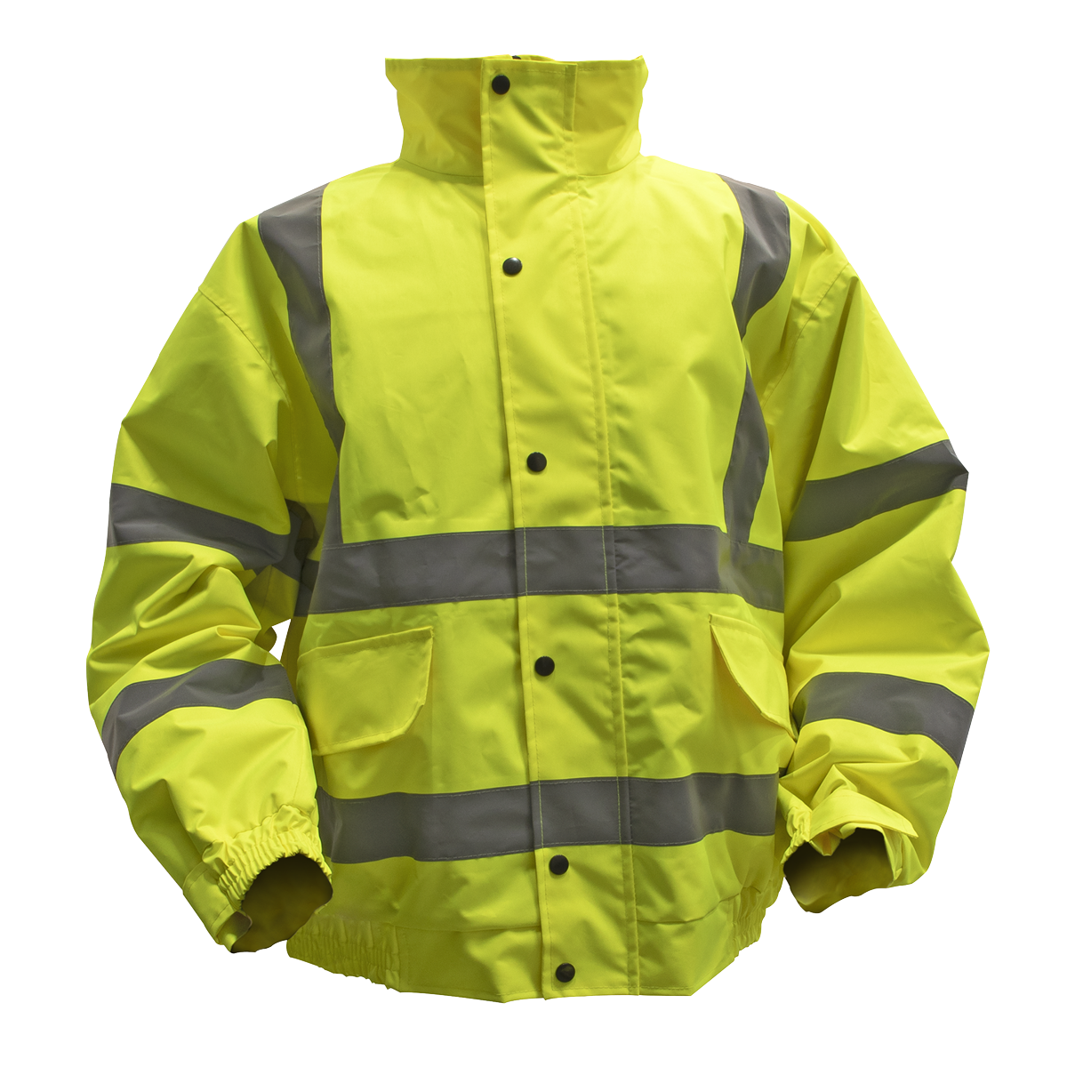 Sealey 802L Worksafe® Hi-Vis Yellow Jacket with Quilted Lining, Elasticated Waist & Cuffs Large