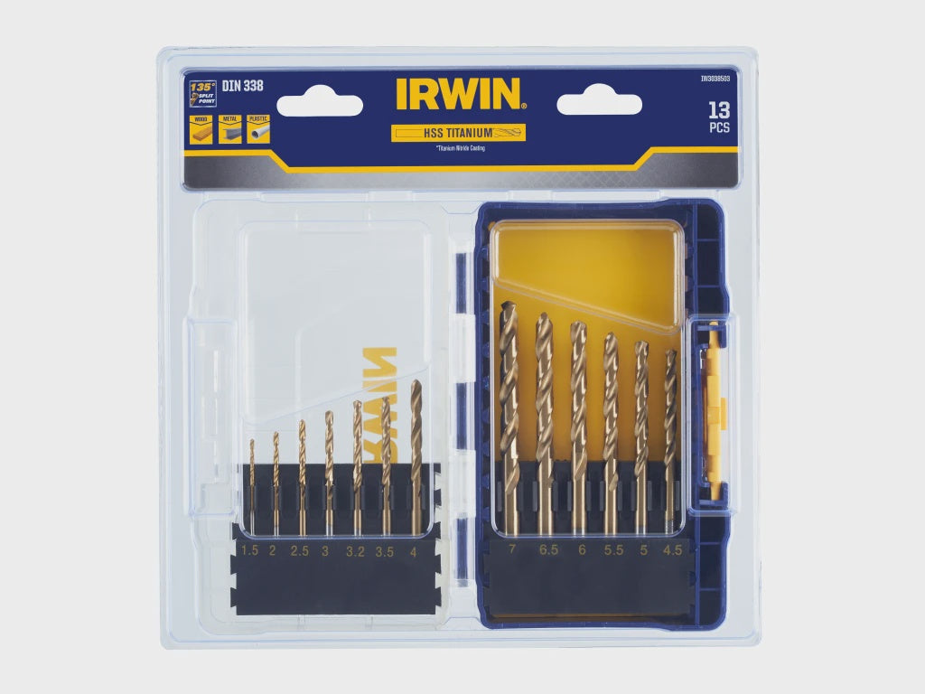 Irwin IRWIW3038503 HSS Titanium Metal Drill Bit Set, 13 Piece