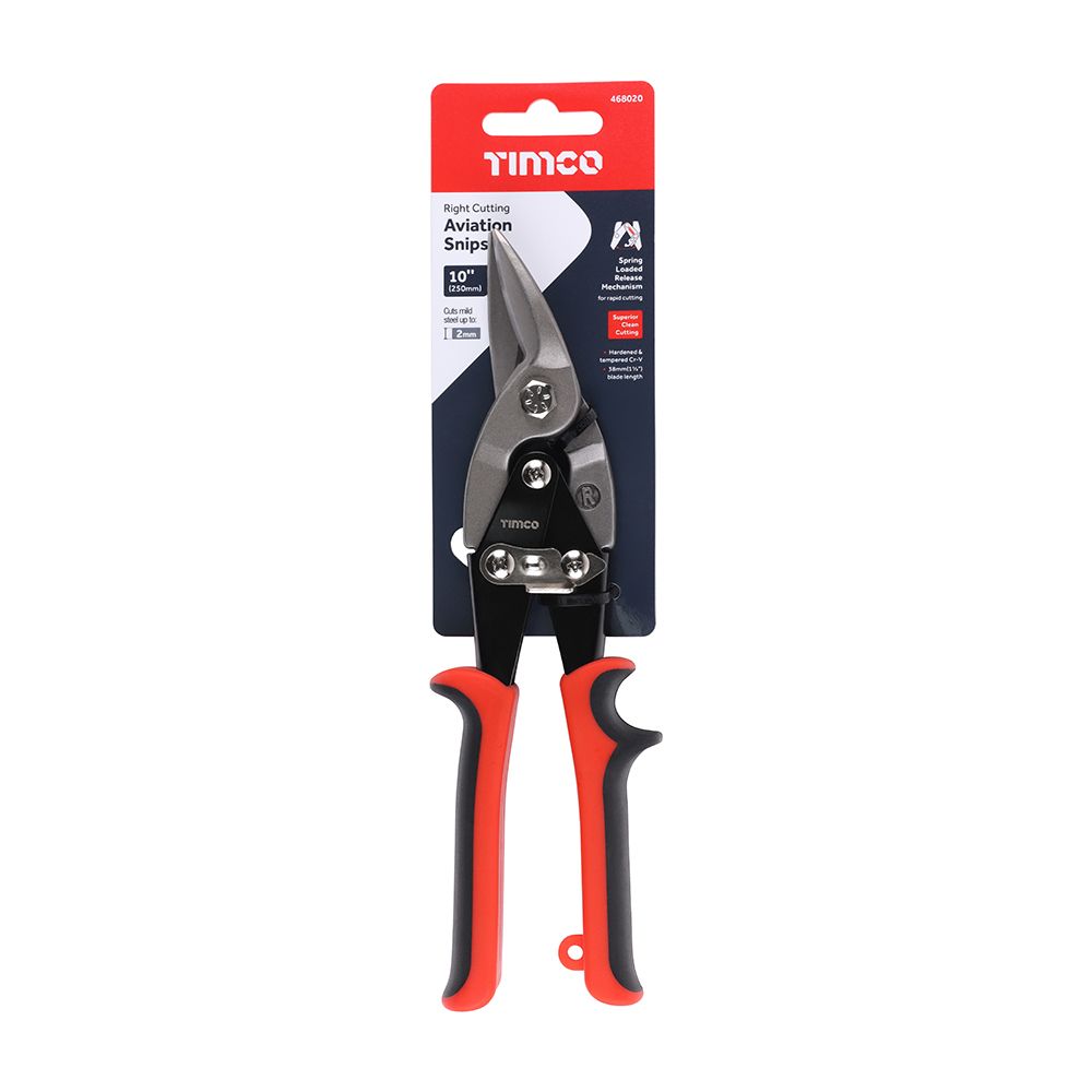 Timco 250mm Aviation Snips Right Superior Clean Right Cutting 468020