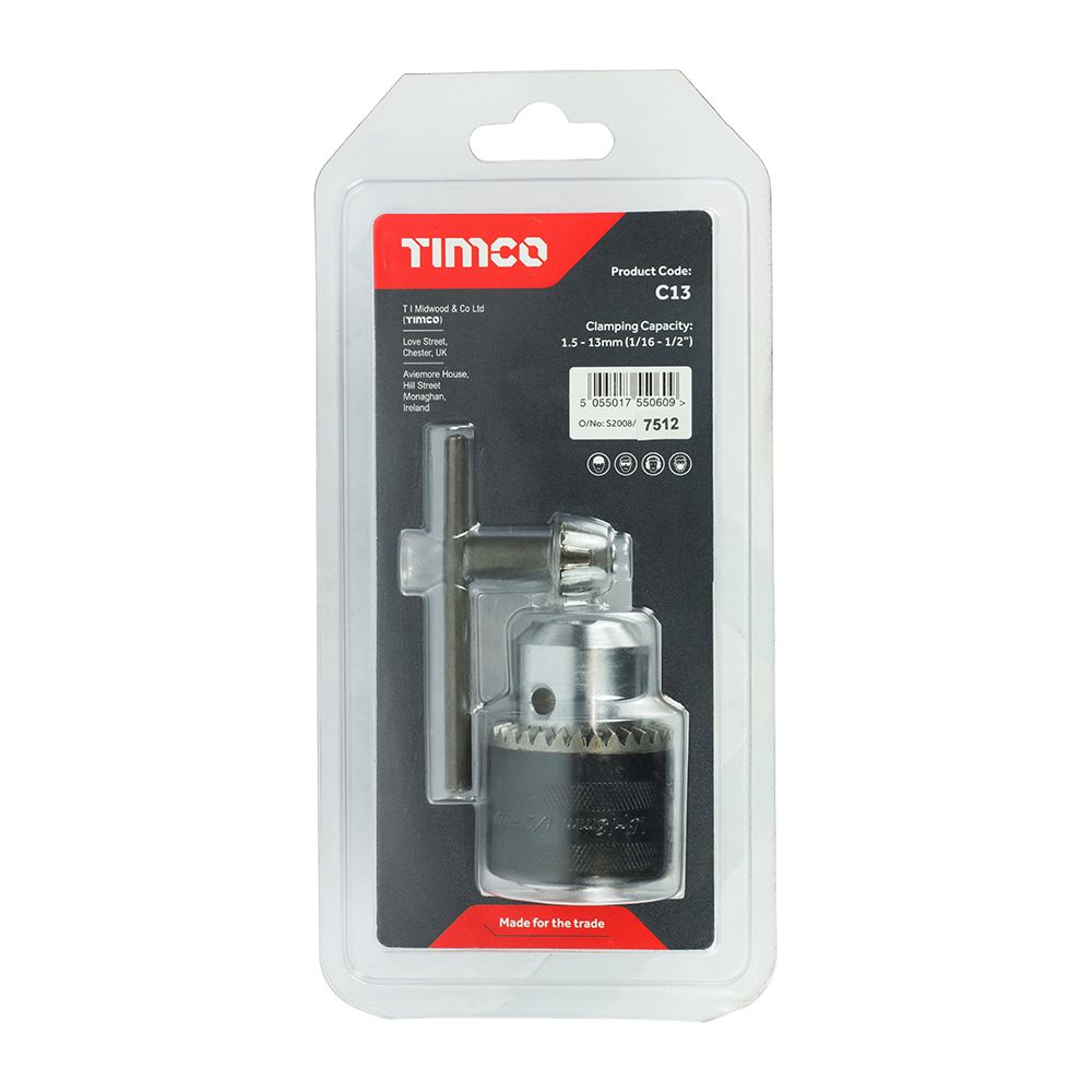 Timco Addax 1/2" Chuck & Key Set Traditional Keyed Chuck C13