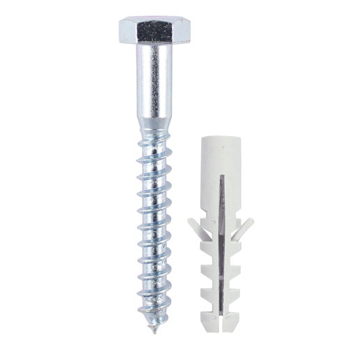 Timco Coach Screw and Nylon Plugs 6 x 80mm Pack of 2 0680CSCNP