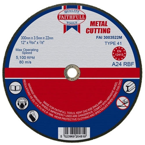 Faithfull 300mm 300 x 3.5 x 22.23mm Aluminium Oxide Cut Off Wheel for Metal FAI3003522M