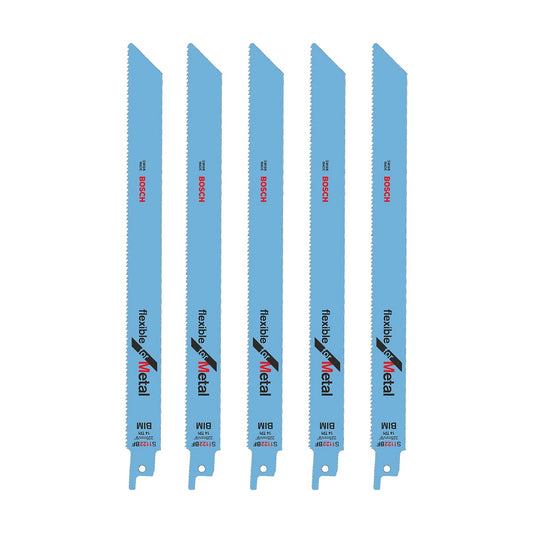 Bosch 225mm Sabre Saw Blades for Metal Long Life Fast Cut S1122BF Pack of 5