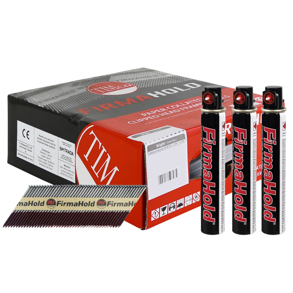 FirmaHold 50mm Ring Shank Collated Clipped Head Nails With 3 Fuel Cells Pack of 3300