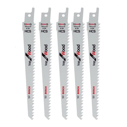 Bosch 150mm HCS Sabre Saw Blade For Wood S644D Pack of 5 2608650673