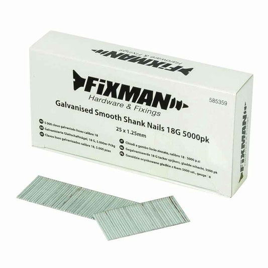 Fixman 25 x 1.25mm 18G Galvanised Smooth Shank Nails Pack of 5000
