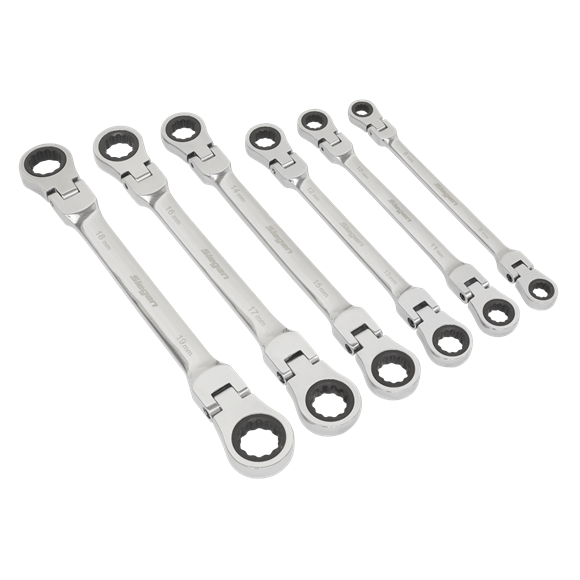 Sealey S0806 6pc Flexi-Head Double End Ratchet Ring Spanner Set