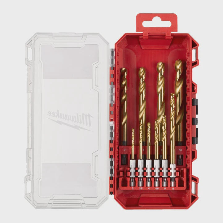 Milwaukee 10 Piece SHOCKWAVE Red Hex HSS TiN Metal Drill Bit Set 4932493865