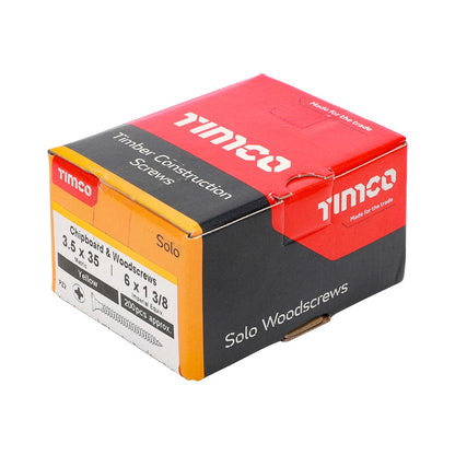 Timco 3.5 x 35mm Solo Chipboard & Woodscrews - PZ - Double Countersunk - Yellow 35035SOLOC