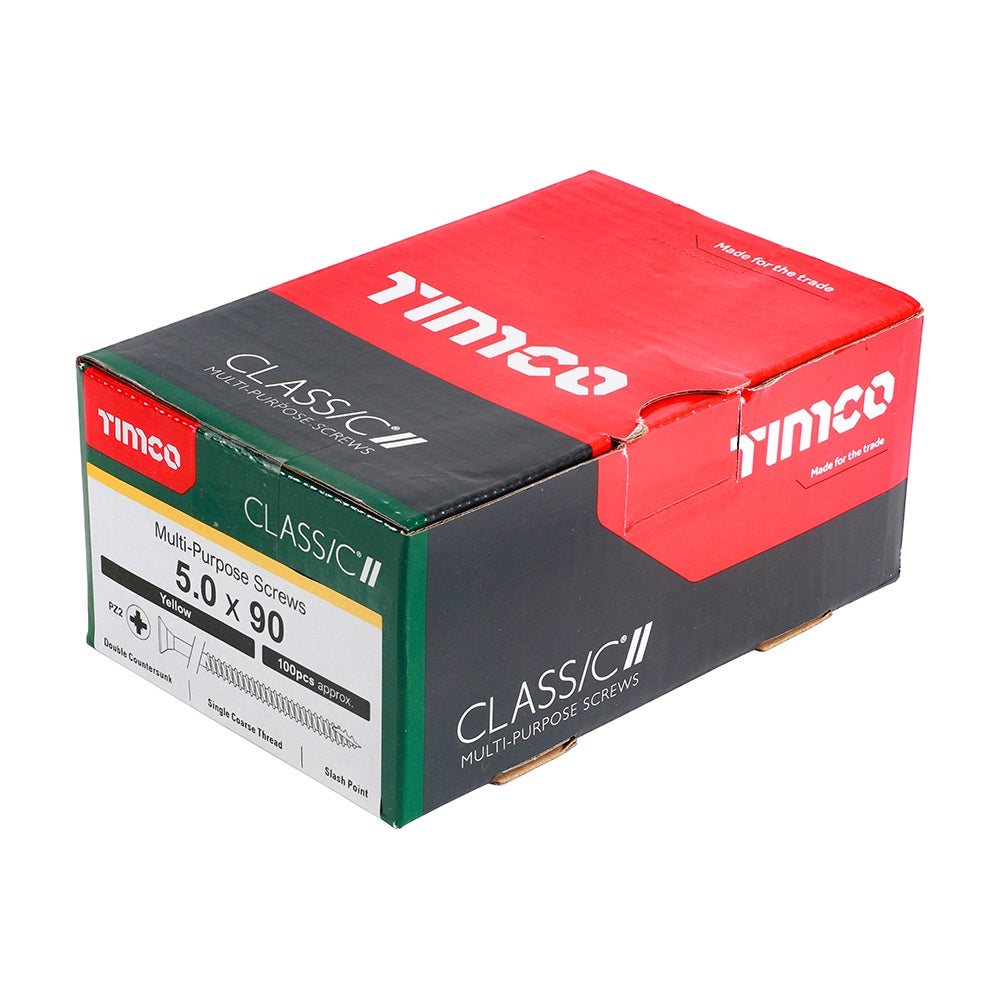 Timco 5.0 x 90mm Classic Multi-Purpose Screws Countsunk Head Yellow (100/Box) 50090CLAF