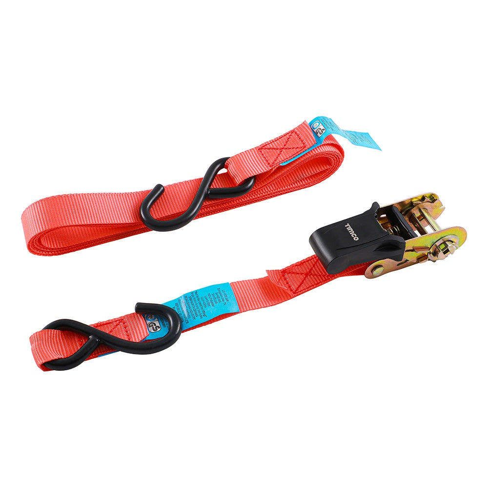 Timco 5m x 25mm Veto Standard J Hook Ratchet Straps 5RS2S