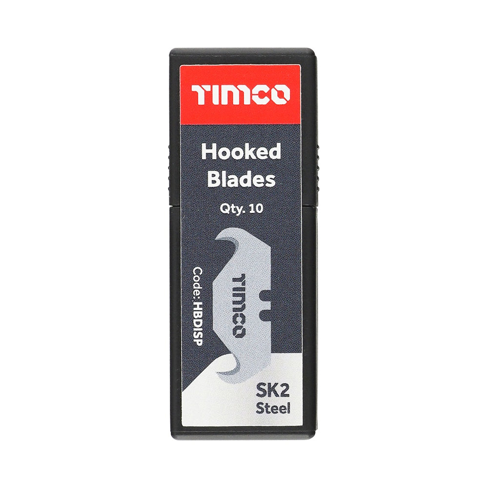 Timco 51 x 19 x 0.6mm Hooked Utility Knife Blade 2" 10 Piece HBDISP