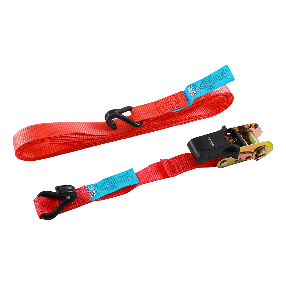 Timco 5m x 25mm Veto Standard J Hook Ratchet Straps 5RS2J