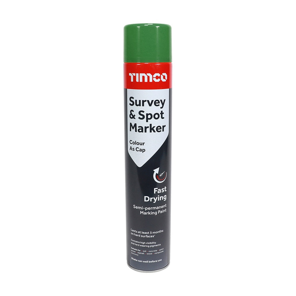 Timco 750ml Semi-Permanent Survey & Line Marker Spray - Green 237047