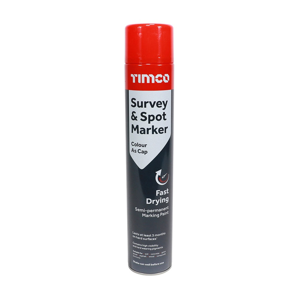 Timco 750ML Semi-Permanent Survey & Line Marker Spray - Red 237206