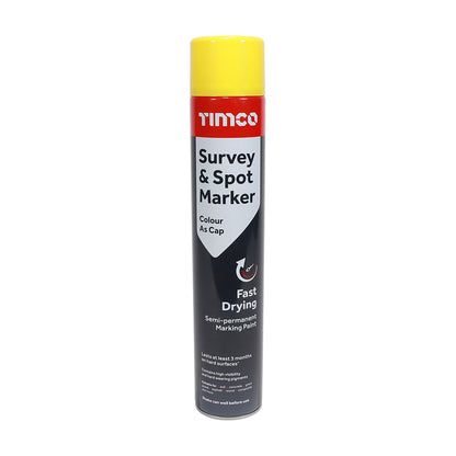 Timco 750ml Semi-Permanent Survey & Line Marker Spray - Yellow