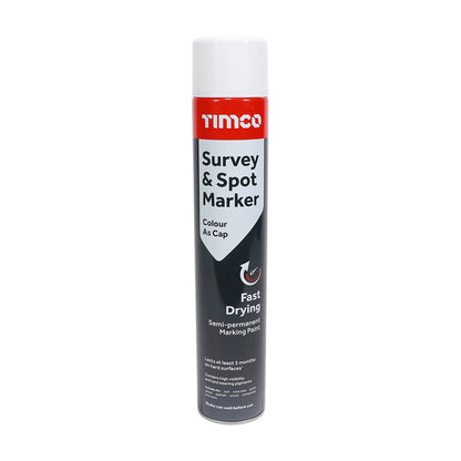 Timco 750ml Semi-Permanent Survey & Line Marker Spray - White 237369