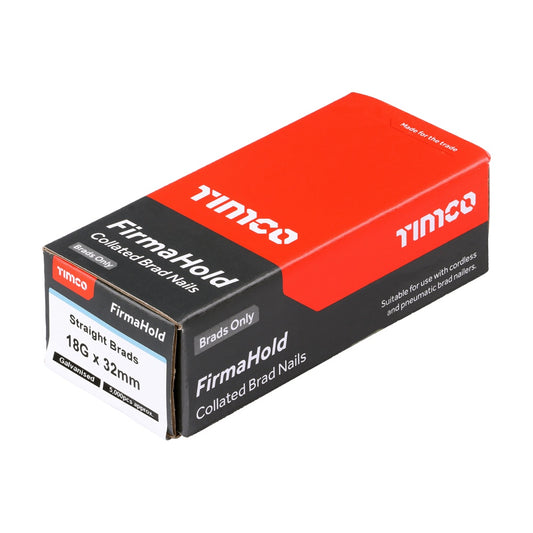 Timco FirmaHold Collated Brad Nails - 18 Gauge - Straight - Galvanised 18g x 32mm