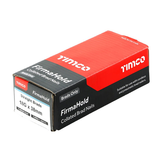Timco FirmaHold Collated Brad Nails - 18 Gauge - Straight - Galvanised 18g x 38mm