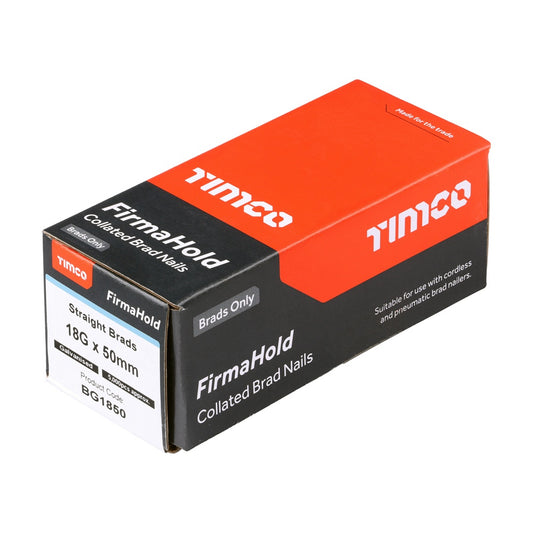 Timco FirmaHold Collated Brad Nails - 18 Gauge - Straight - Galvanised 18g x 50mm