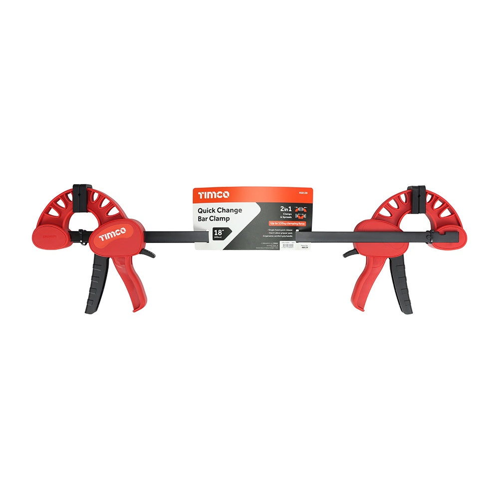 Timco 18" Quick Change Bar Clamp Hard Rubber Gripper Pads 468139