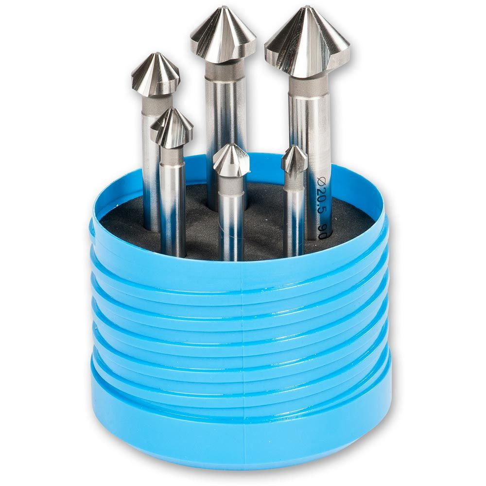 Bessey RLMETSINK Right Lines HSS 3 Flute Metal Countersink, 6 Pcs set in Plastic Box