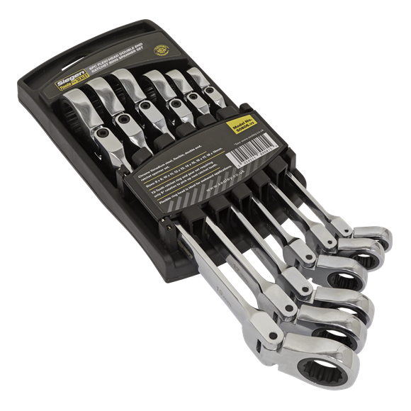 Sealey S0806 6pc Flexi-Head Double End Ratchet Ring Spanner Set