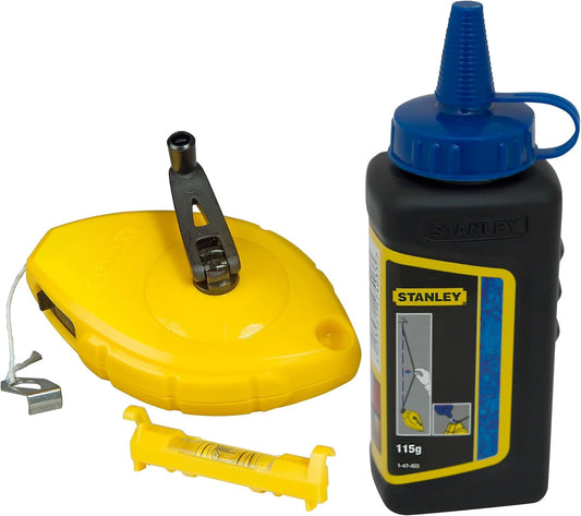 Stanley 0-47-443 Chalk Line 30m Blue Chalk & Level STA047443