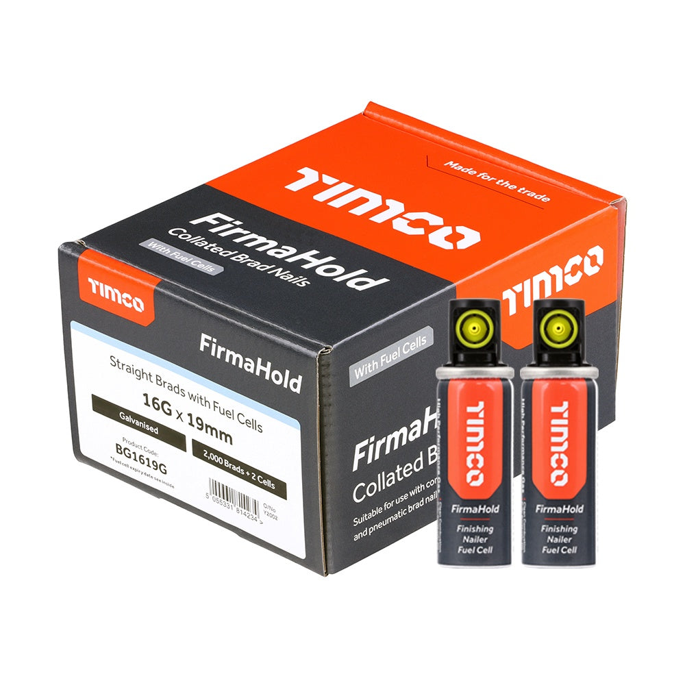 FirmaHold 19mm 16 Gauge 2000 Straight Collated Brad Nails With 2 Fuel Cells