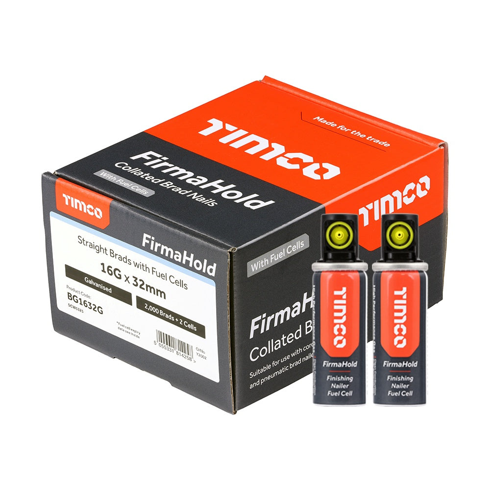 FirmaHold 32mm 16 Gauge 2000 Straight Collated Brad Nails With 2 Fuel Cells