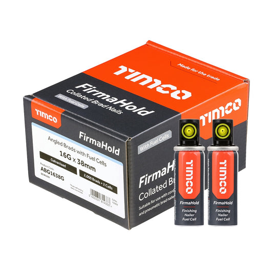 FirmaHold 38mm 16 Gauge 2000 Angled Collated Brad Nails With 2 Fuel Cells