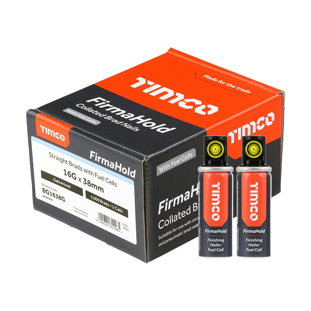 FirmaHold 38mm 16 Gauge 2000 Straight Collated Brad Nails With 2 Fuel Cells