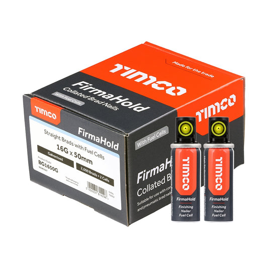 FirmaHold 50mm 16 Gauge 2000 Straight Collated Brad Nails With 2 Fuel Cells