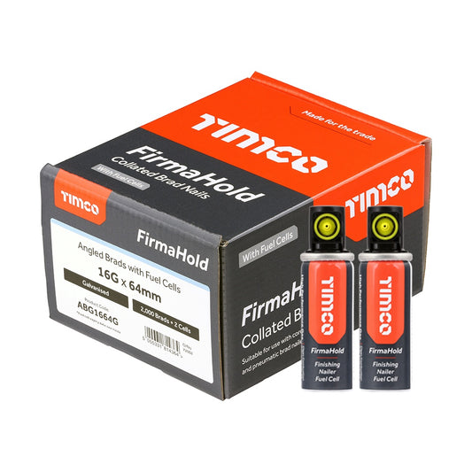 FirmaHold 64mm 16 Gauge 2000 Angled Collated Brad Nails With 2 Fuel Cells