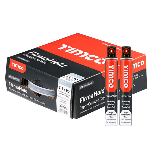 FirmaHold 90mm Bright Plain Shank Collated Clipped Head Nails With 2 Fuel Cells