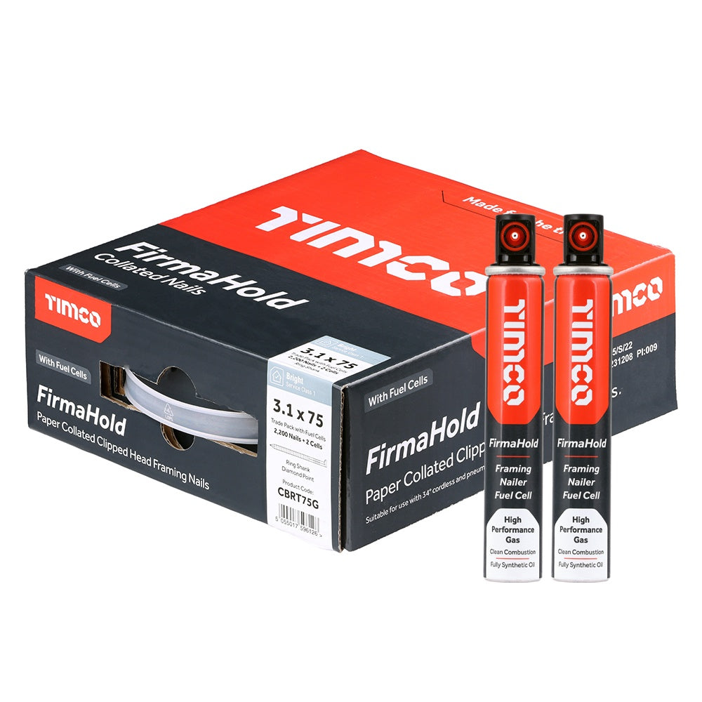 FirmaHold 75mm Bright Ring Shank Collated Clipped Head Nails With 2 Fuel Cells