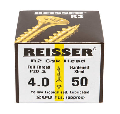 Reisser 9200S220400454 R2 Screws Csk Pzd Ft Yellow 4.0 X 45Mm Cp (Pack Of 200)