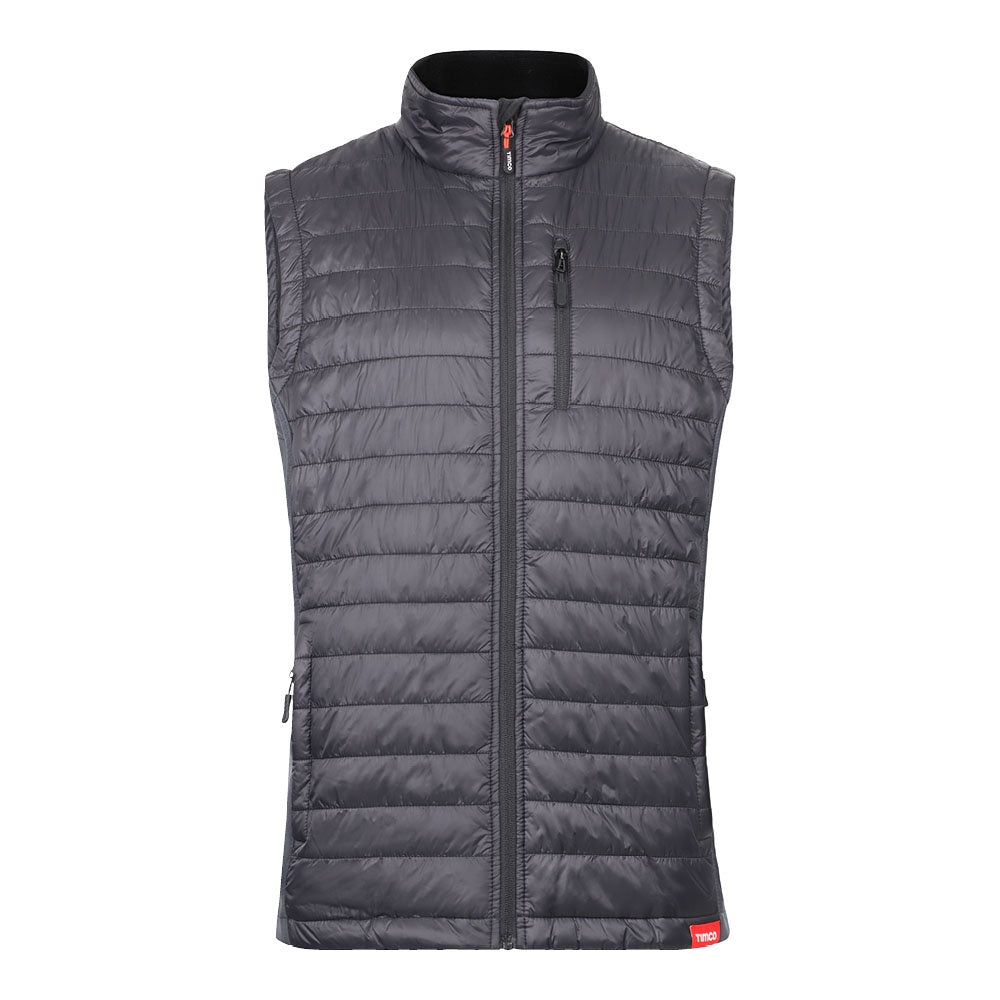 Timco Padded Bodywarmer Grey/Black Front Zip Soft Line Collar Large