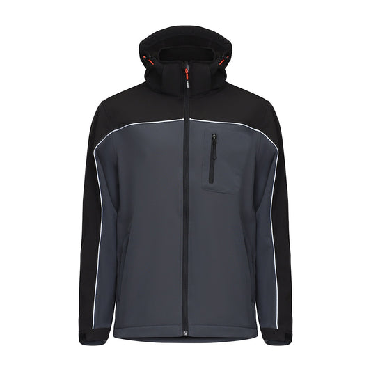 Timco Softshell Jacket Waterproof 4-Way Stretch Fabric Grey/Black Large