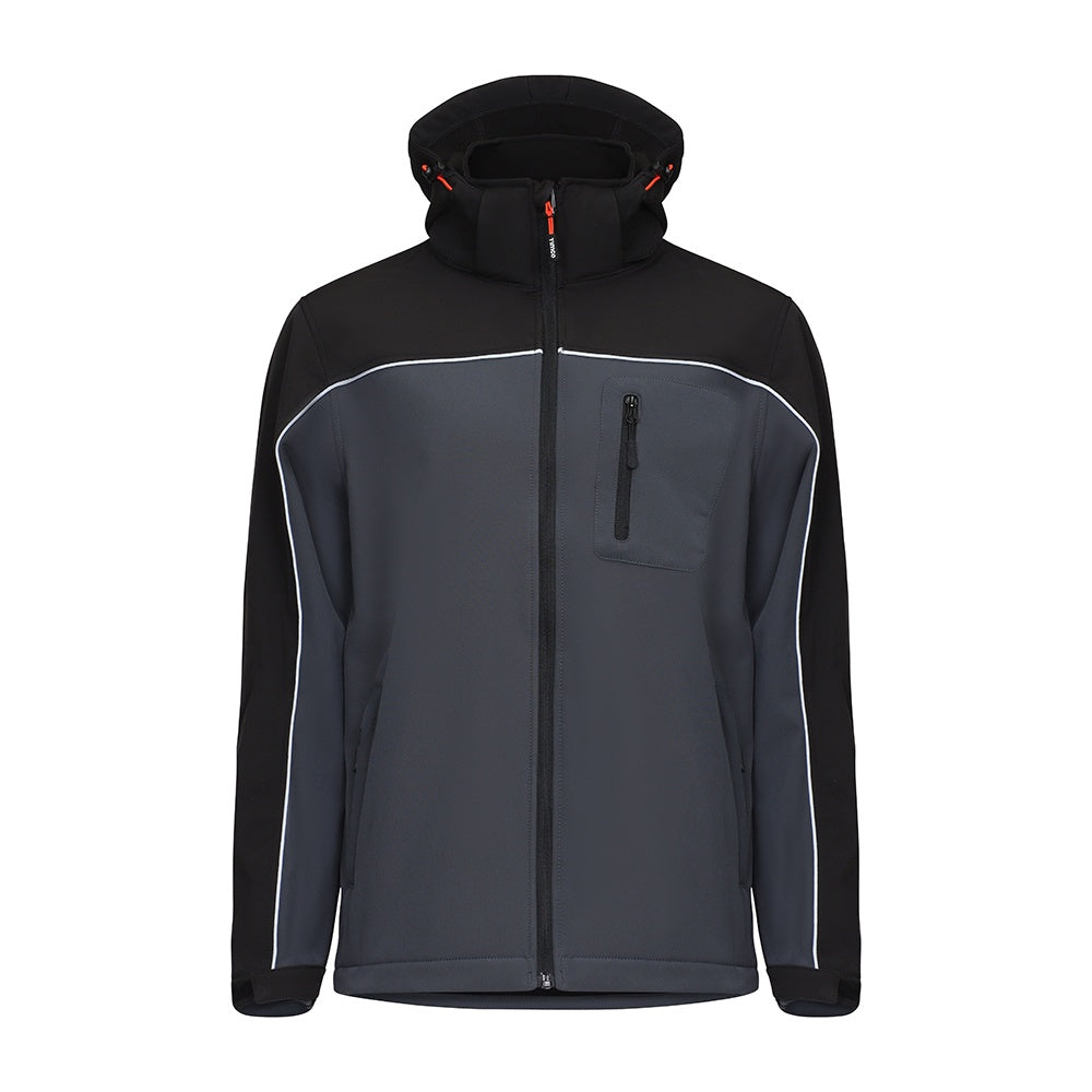 Timco Softshell Jacket Waterproof 4-Way Stretch Fabric Grey/Black Medium