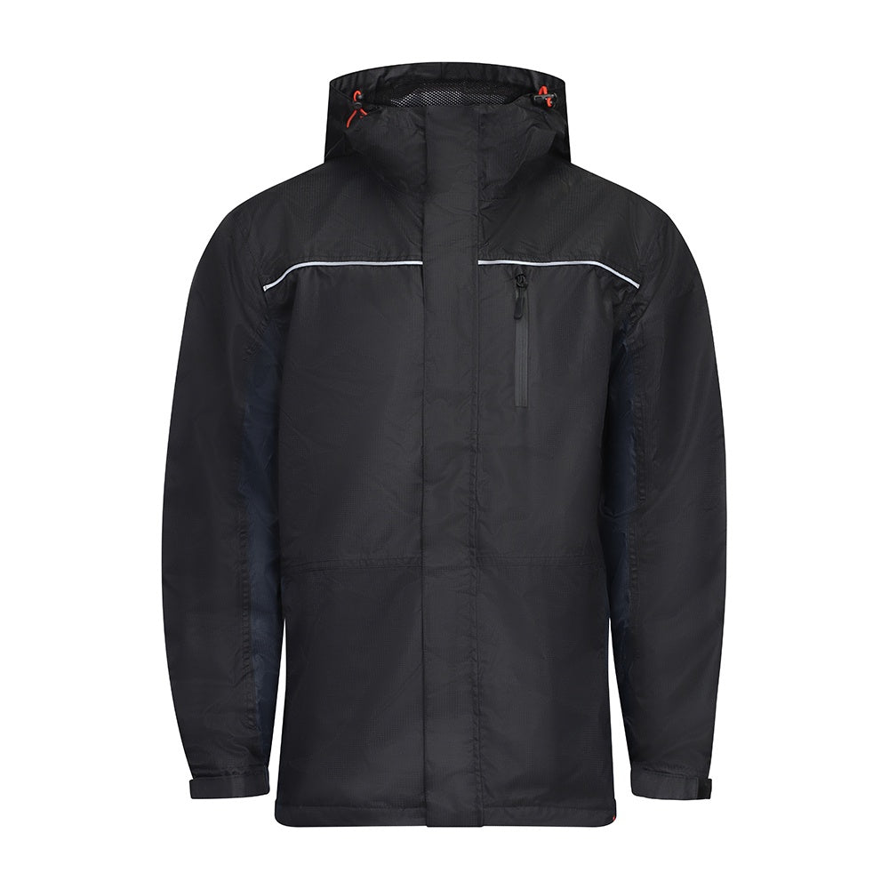 Timco Waterproof Lined Rain Jacket Front Zip Adjustable Cuffs Black Medium
