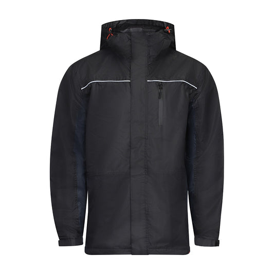 Timco Waterproof Lined Rain Jacket Front Zip Adjustable Cuffs Black Extra Large