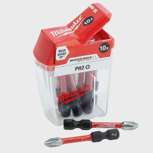 Milwaukee Shockwave PZ2 50mm Screwdriver Bits 10 Piece Set 4932430866
