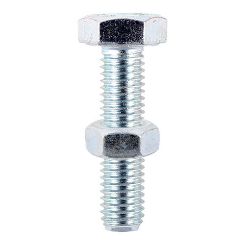 Timco 6 x 20mm Hex Set & Hex Nut BZP M6 (100/TimBag) 620SNZB