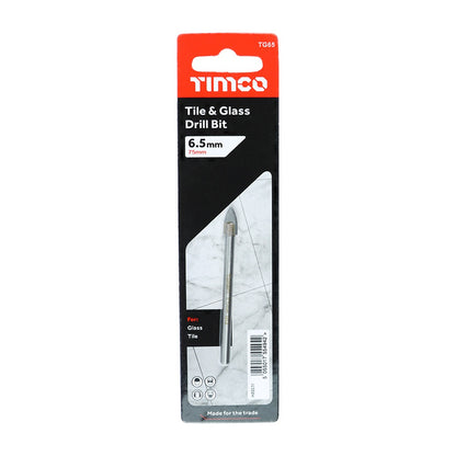 Timco 6.5mm Arrow Head Addax Tile & Glass Bit Tungsten Carbide tip TG65