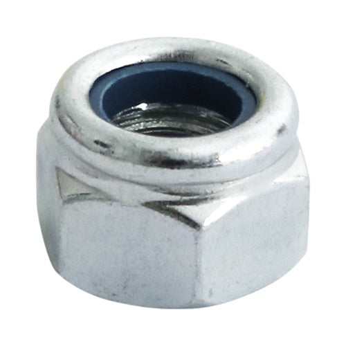 Timco M8 Nylon Nut DIN 982 BZP Type P Zink Plated (10/Tim Pack) 8NPP