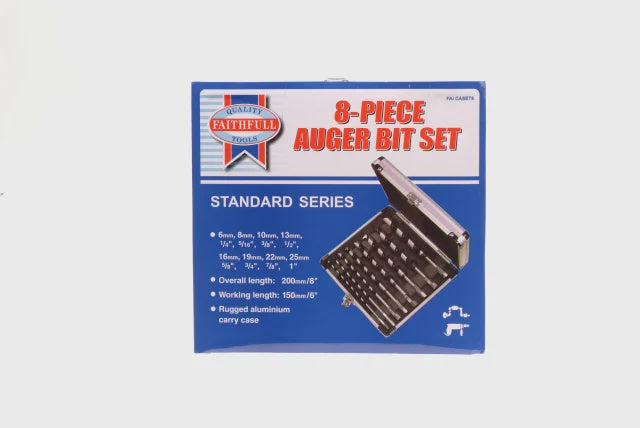 Faithfull 8 Piece 6-25mm Combination Wood Auger Bit Set FAICASET8