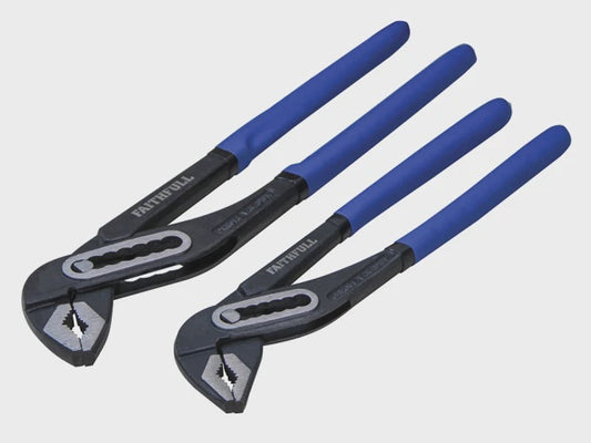 Faithfull 250 & 300mm Water Pump Plier Twin Pack Adjustable Grip Tool Set Plumbing FAIPLWPTWIN